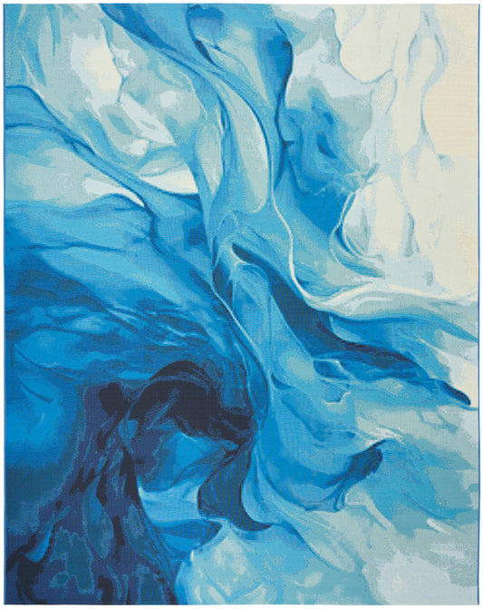 Nourison Color Splash 7'10" x 9'10" Blue Ivory Modern Rug