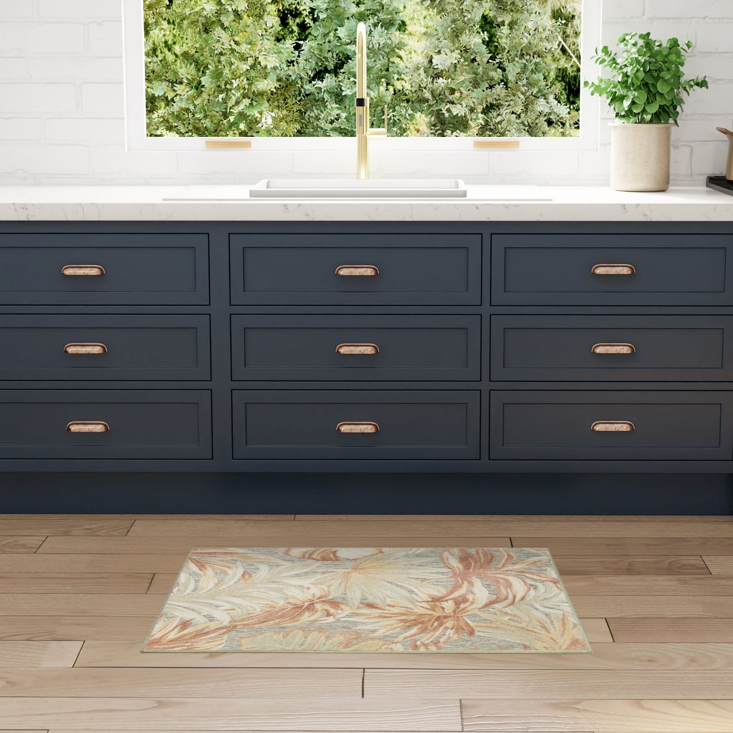 Nourison Aloha 2'8" x 4' Sage Rose Modern Rug