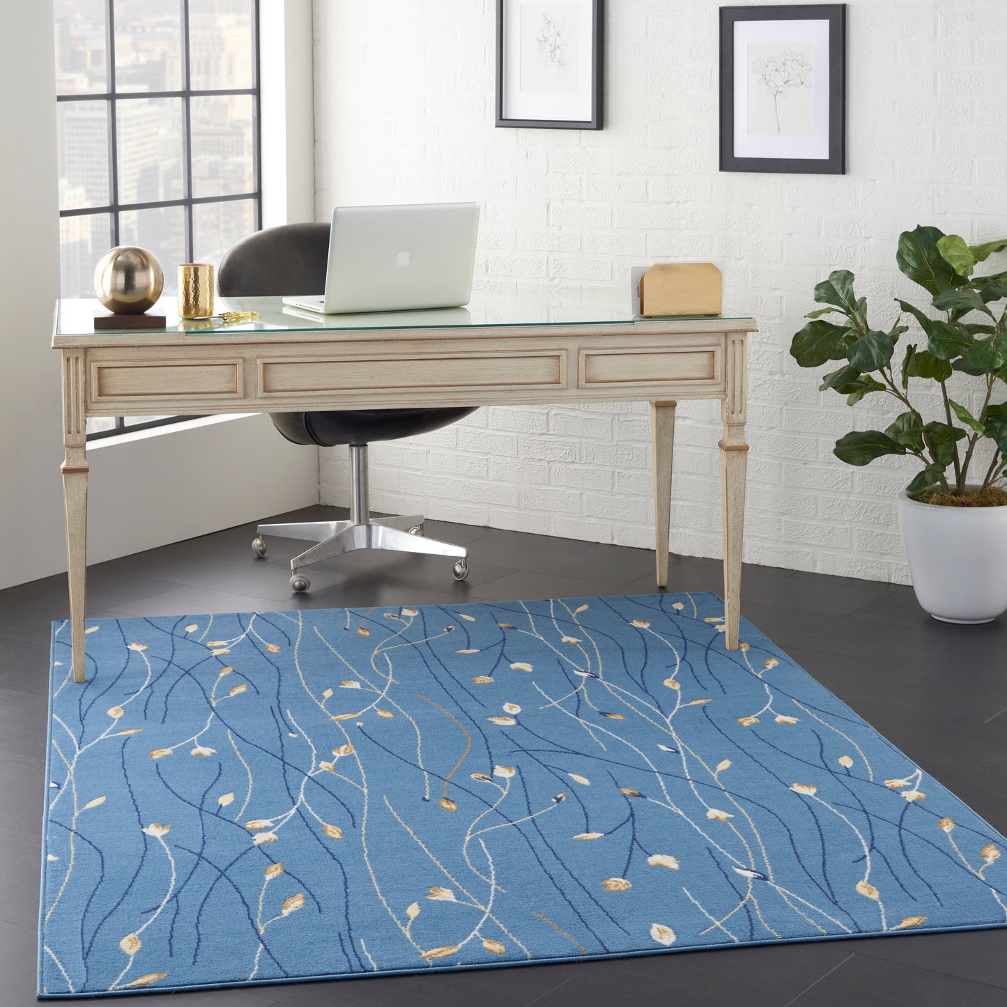 Nourison Grafix 6' x 9' Light Blue Contemporary Indoor Rug