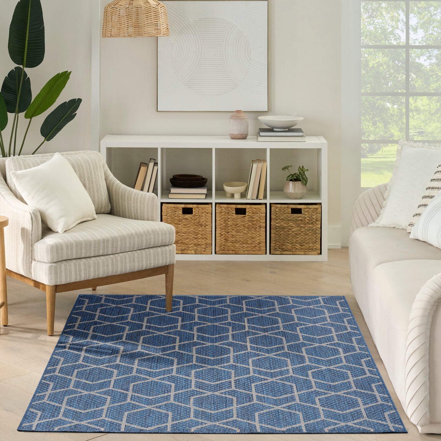 Nourison Horizon Indoor/Outdoor 4' x 6' Denim Modern Rug