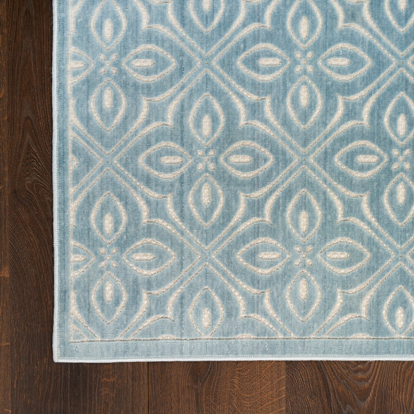 Nourison Washable Charm 2'2" x 8' Blue Ivory Contemporary Indoor Rug