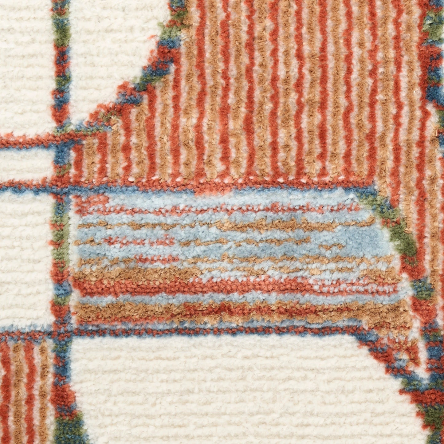 Nourison Nordic 2' x 6' Ivory Rust Mid-Century Modern Indoor Rug