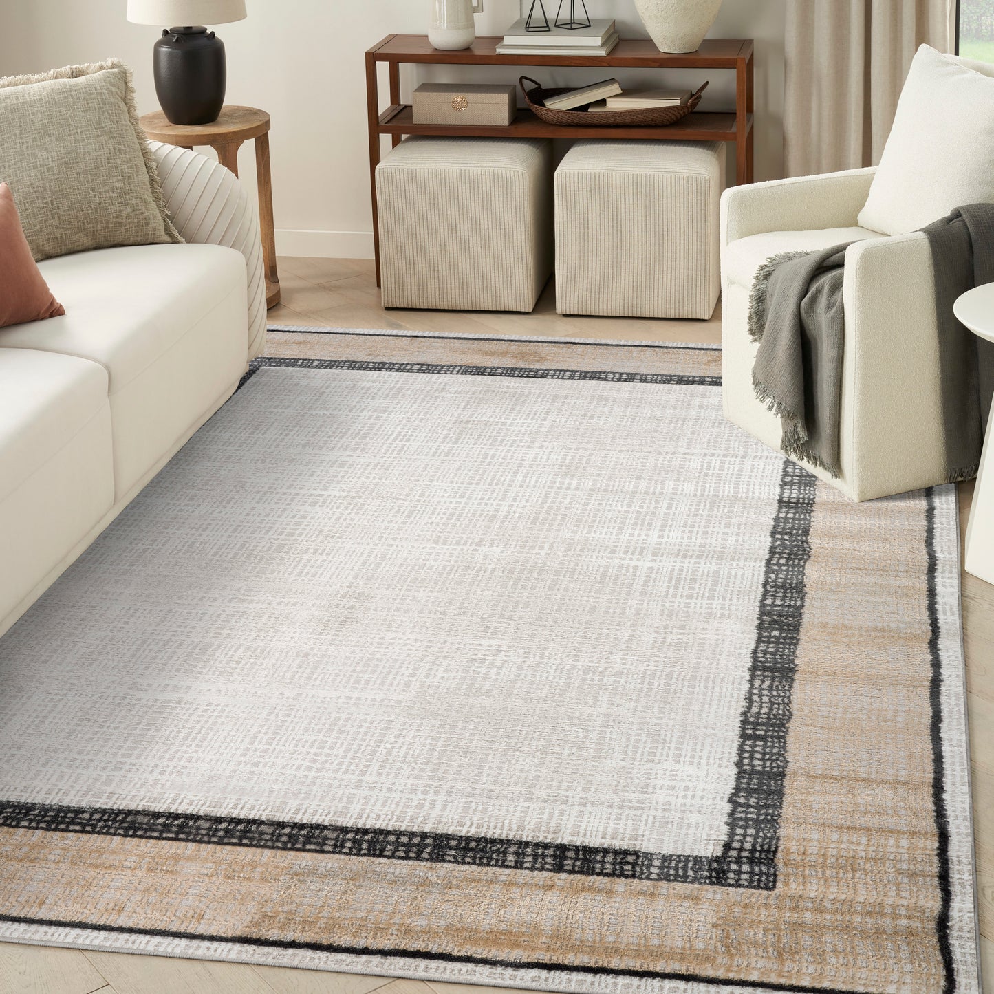 Nourison Dekor 7'10" x 9'10" Grey Charcoal Modern Indoor Rug