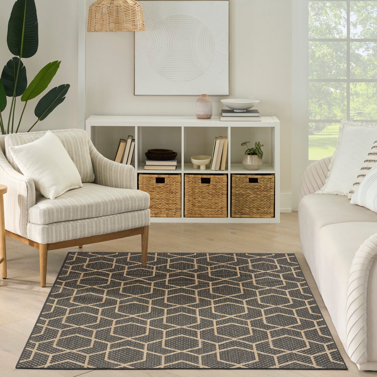 Nourison Horizon Indoor/Outdoor 5' x 7' Charcoal Modern Rug