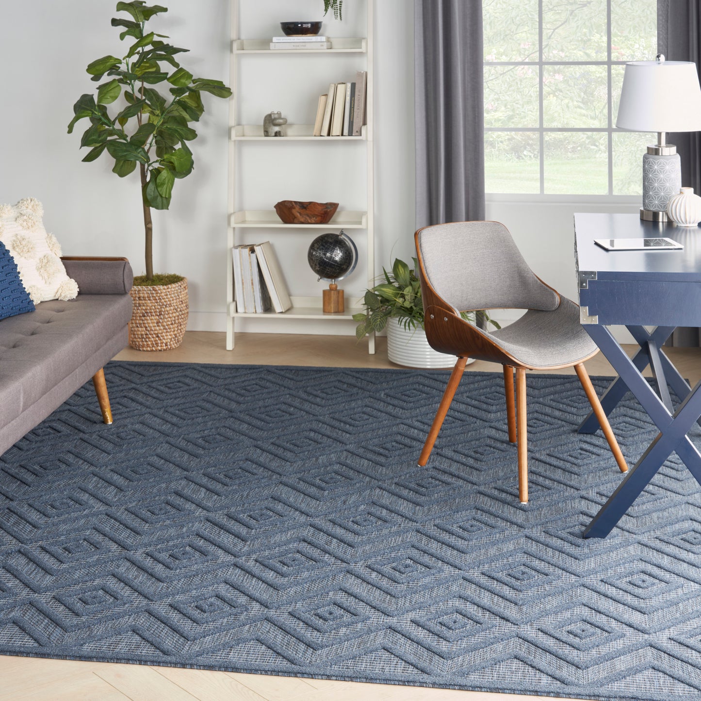 Nourison Versatile 9' x 12' Navy Blue Modern Rug