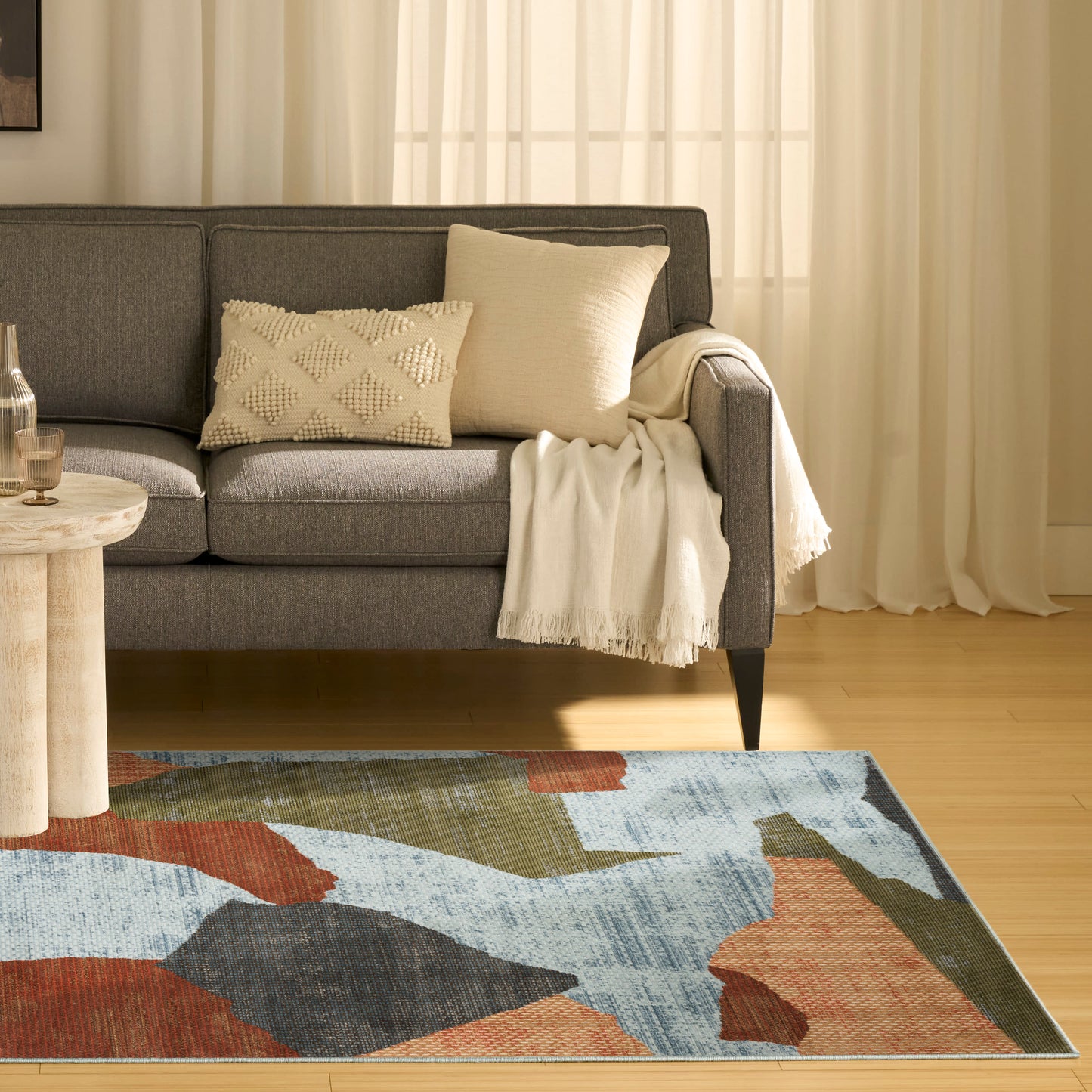 Nourison Nordic 4' x 6' Blue Multicolor Modern Indoor Rug