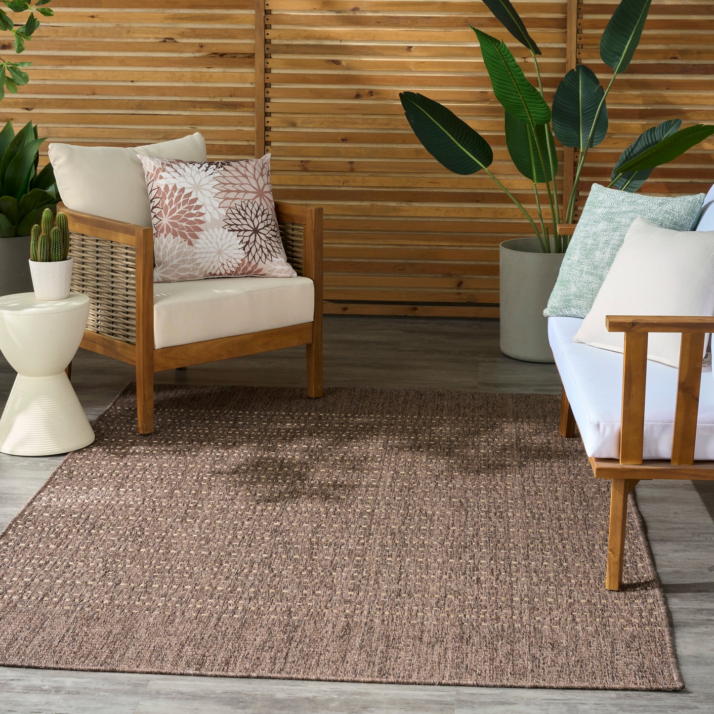 Nourison Tulum 5'3" x 7' Brown Outdoor Rug