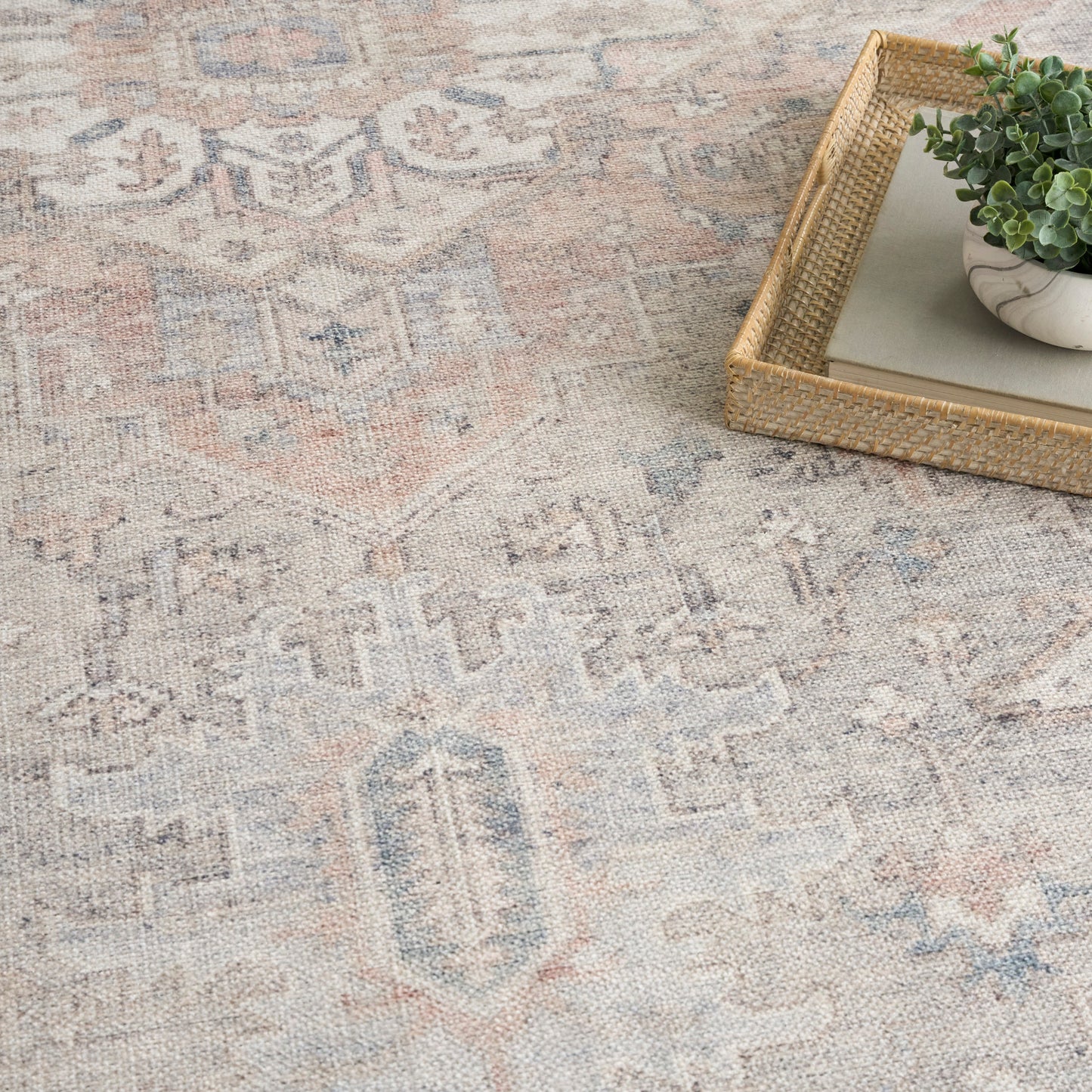 Nourison Vintage Washables 4' x 6' Light Blue Vintage Indoor Rug