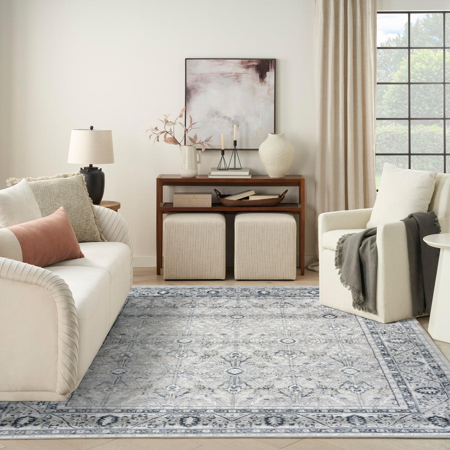 Nourison Dekor 7'10" x 9'10" Grey Navy Vintage Indoor Rug