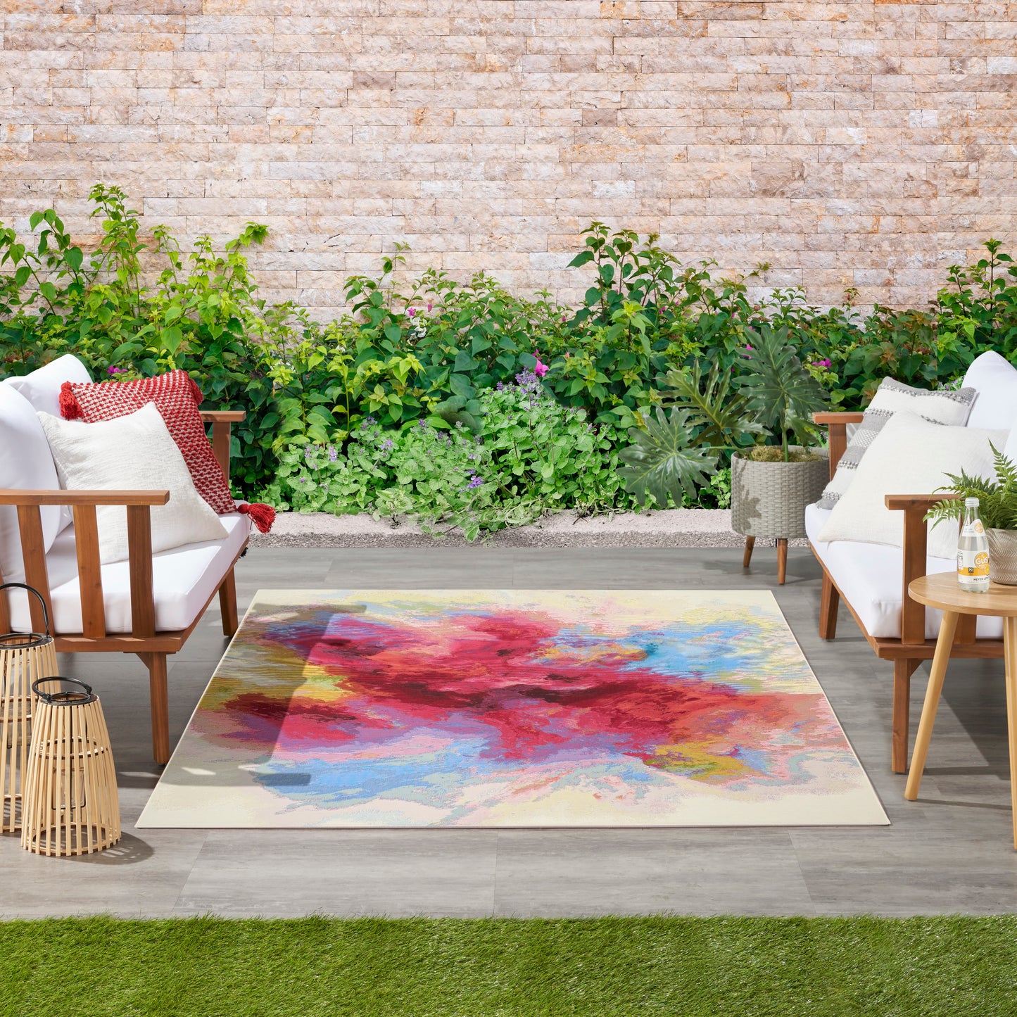 Nourison Color Splash 5'3" x 7'3" Ivory Multicolor Modern Rug