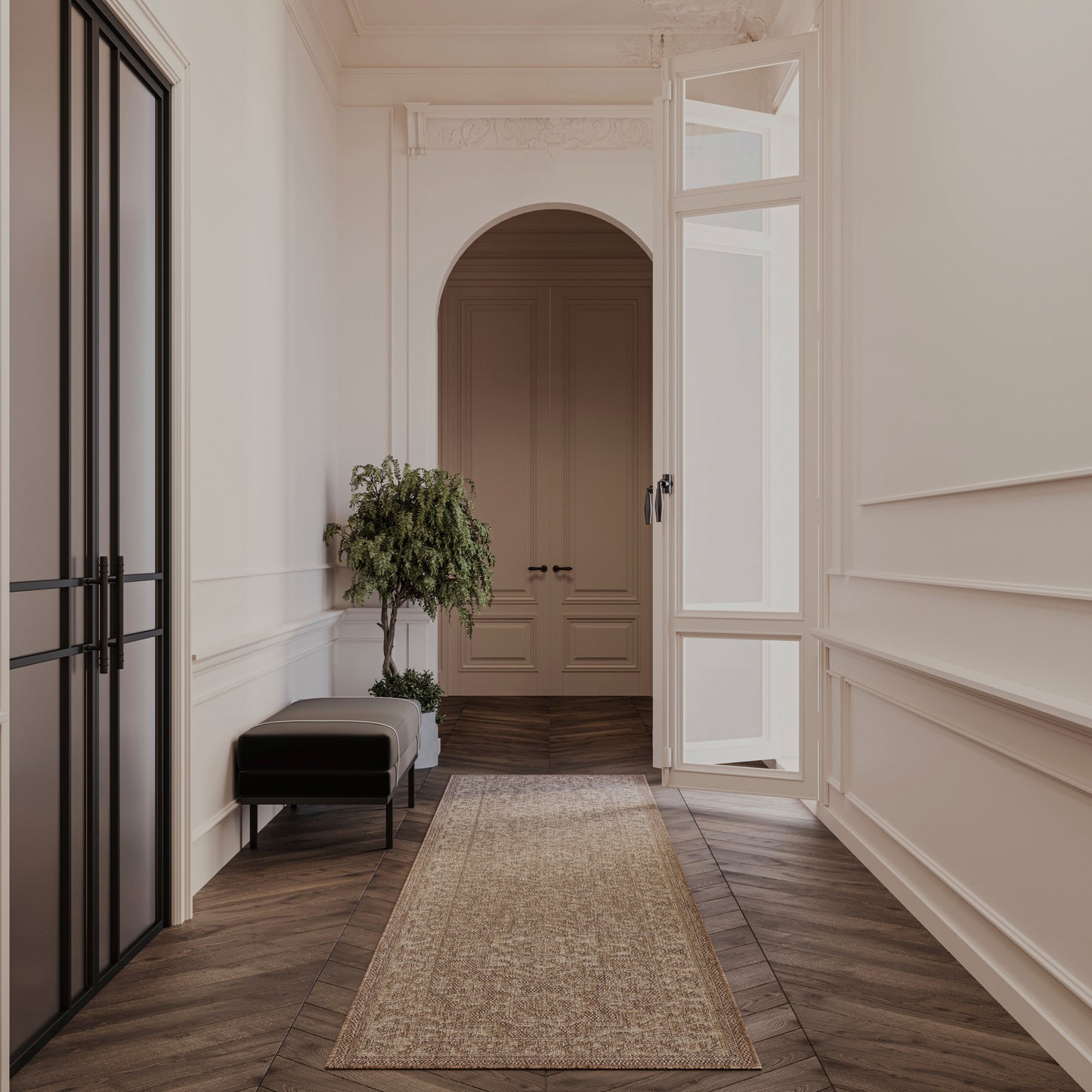 Nourison Tulum 2'2" x 8' Brown Outdoor Rug