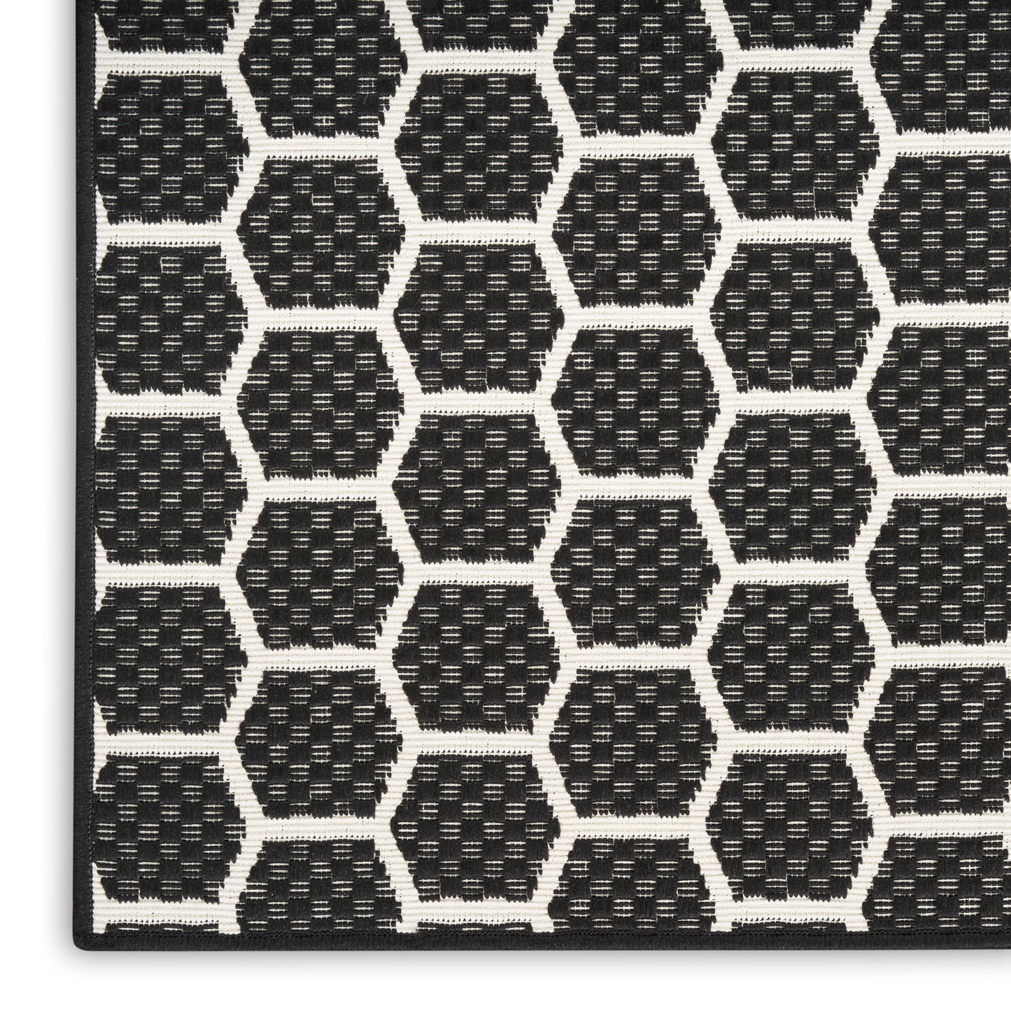 Nourison Twist Reversible 2'2" x 10' Black Modern Rug