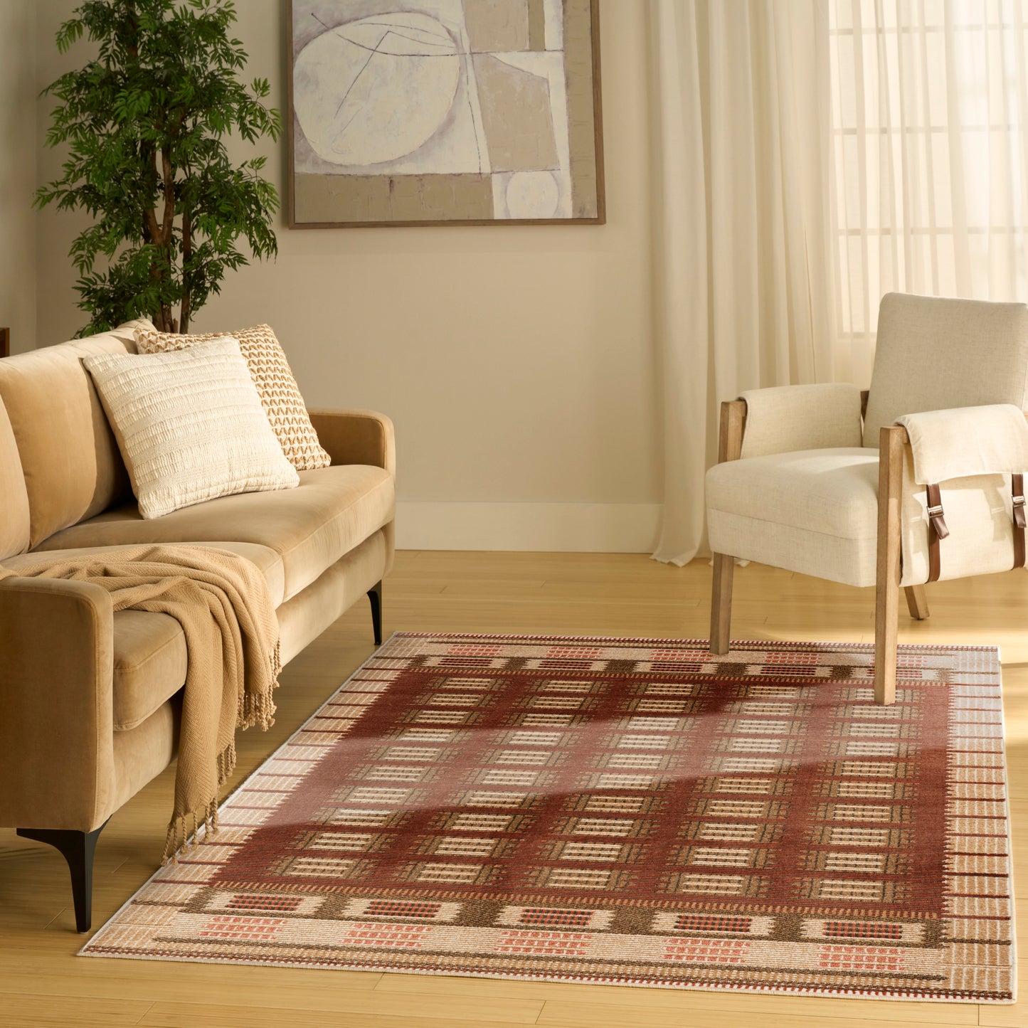 Nourison Nordic 5' x 7' Rust Modern Indoor Rug