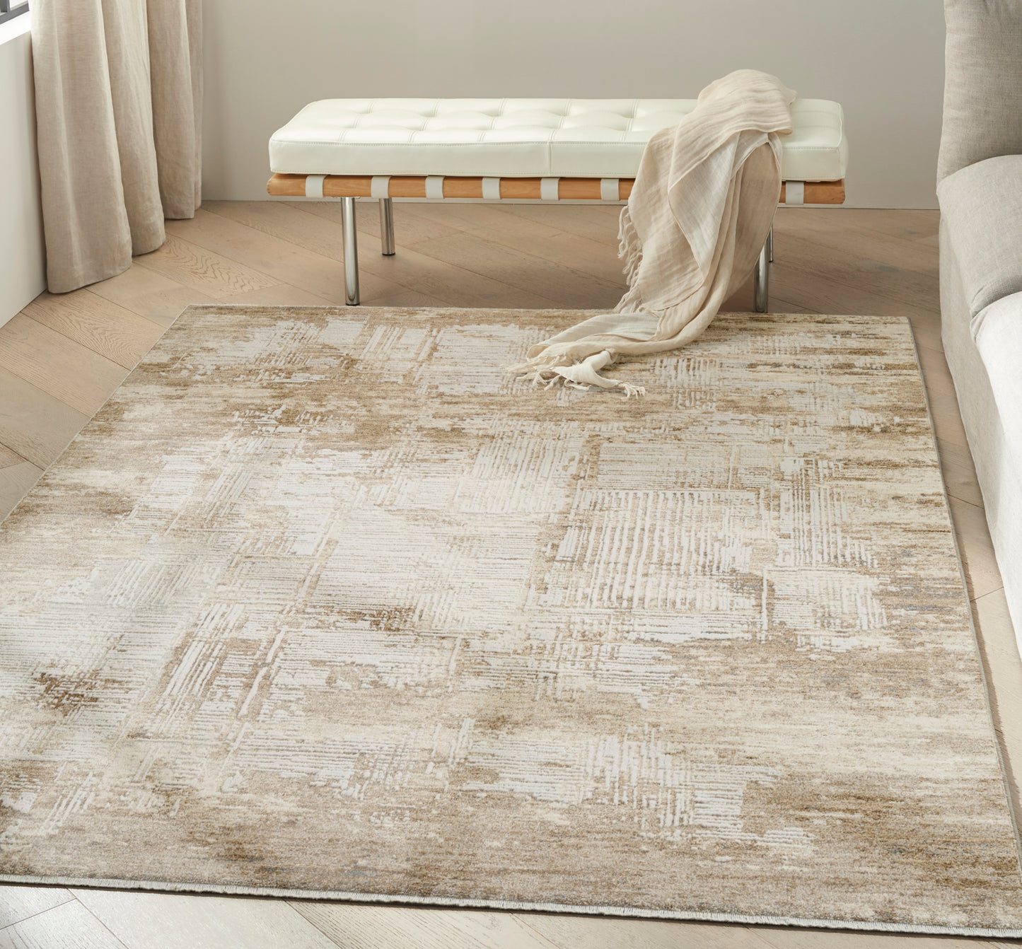 Calvin Klein CK078 Summit 5'3" x 7'9" Mocha Ivory Modern Indoor Rug