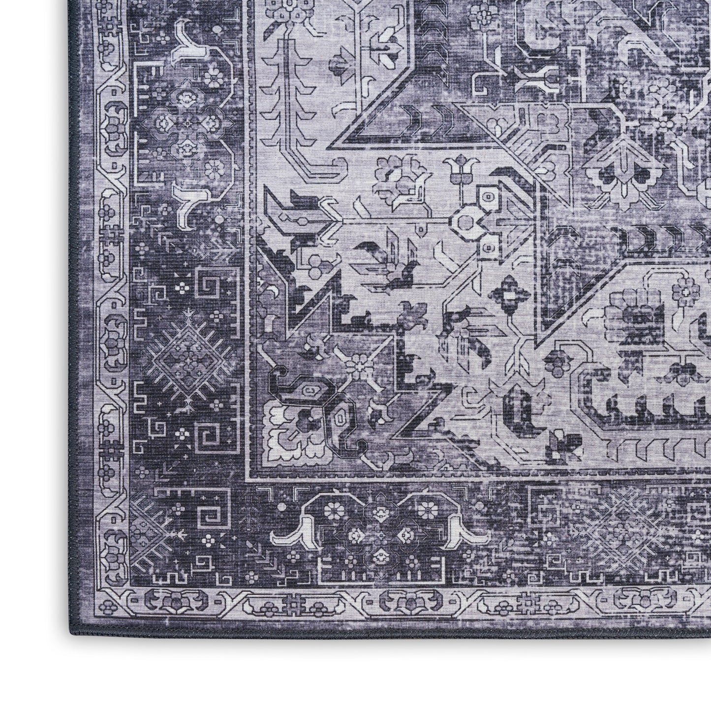 Nourison Nourison Washables 9'2" x 12' Charcoal Grey Vintage Indoor Rug
