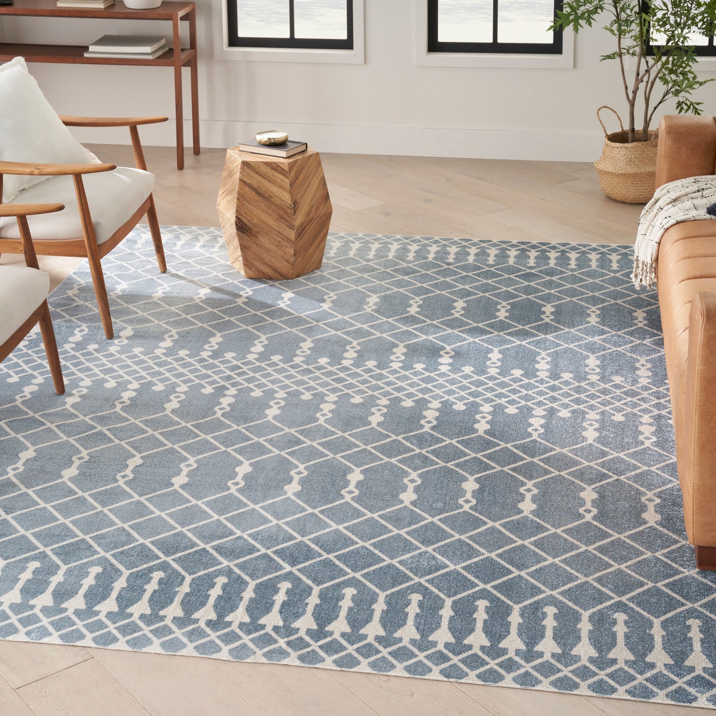 Nourison Astra Machine Washable 6' x 9' Blue Bohemian Indoor Rug