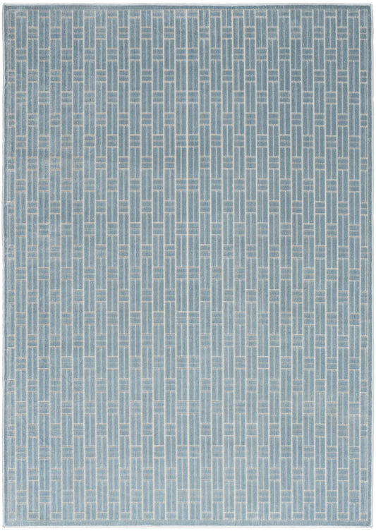 Nourison Washable Charm 6' x 9' Blue Ivory Modern Indoor Rug