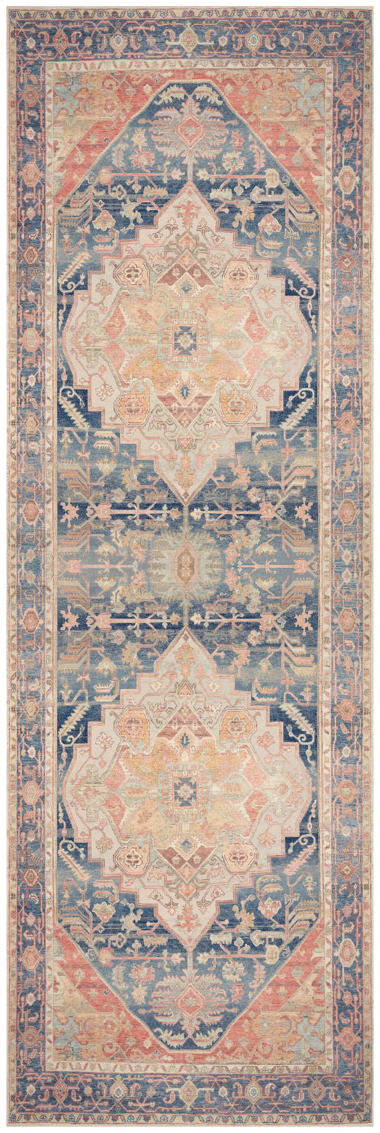Nourison Vintage Washables 2' x 6' Blue Coral Vintage Indoor Rug