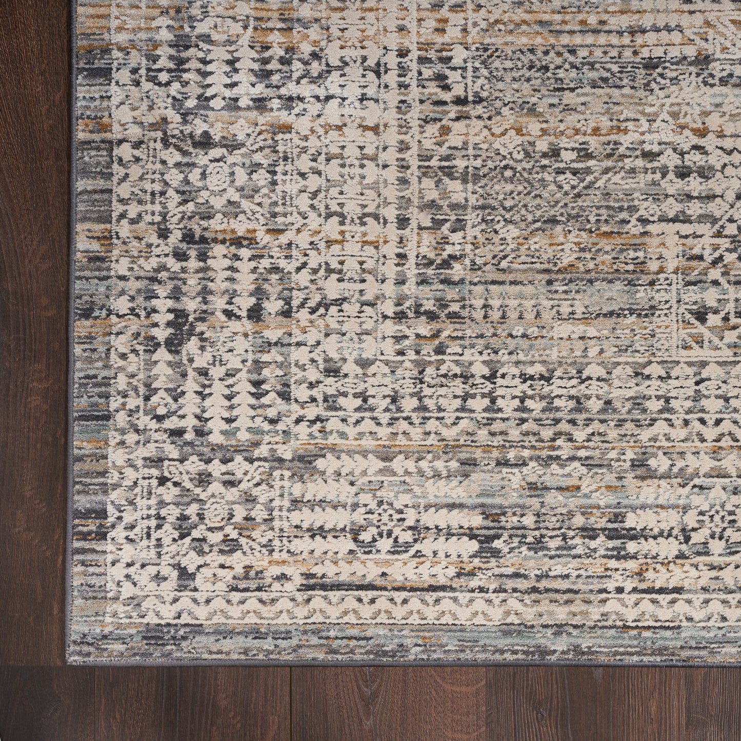 Nourison Lynx 2'3" x 8' Ivory Slate Vintage Indoor Rug