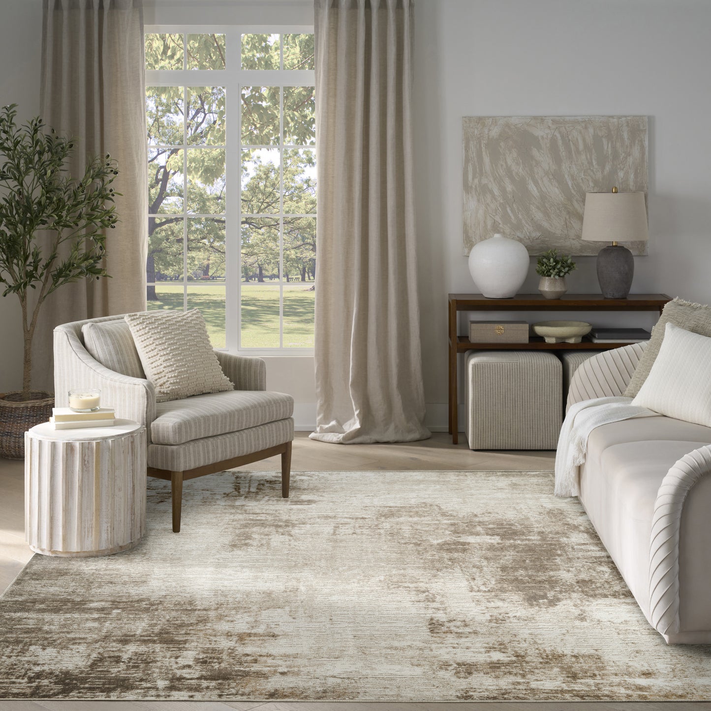 Nourison Dekor 7'10" x 9'10" Ivory Taupe Modern Indoor Rug