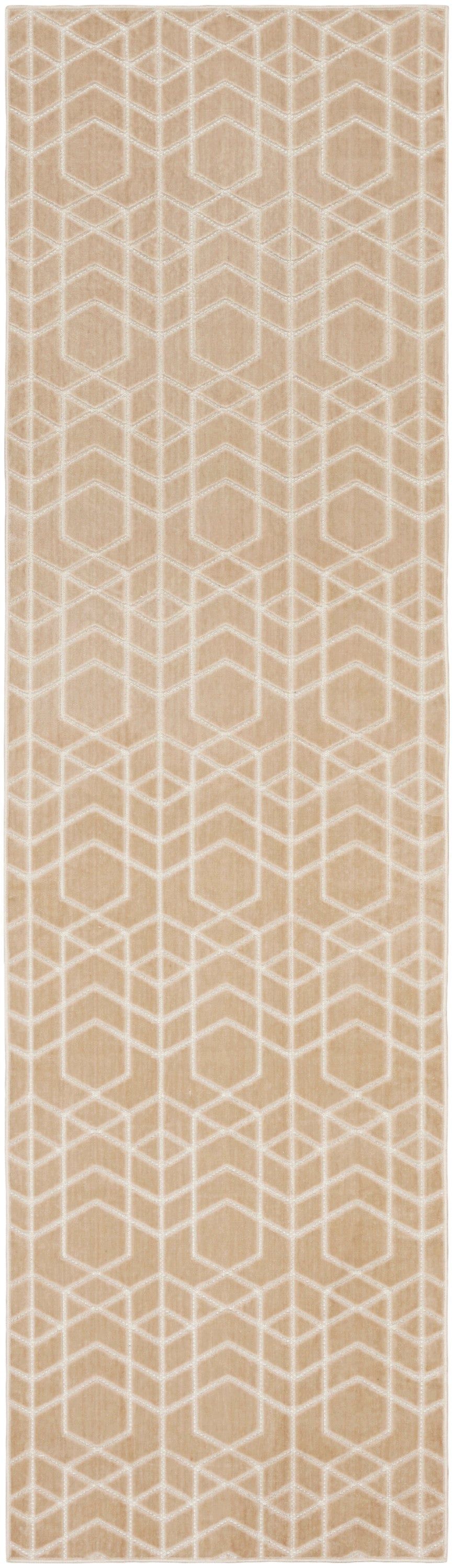 Nourison Washable Charm 2' x 6' Beige Ivory Modern Indoor Rug