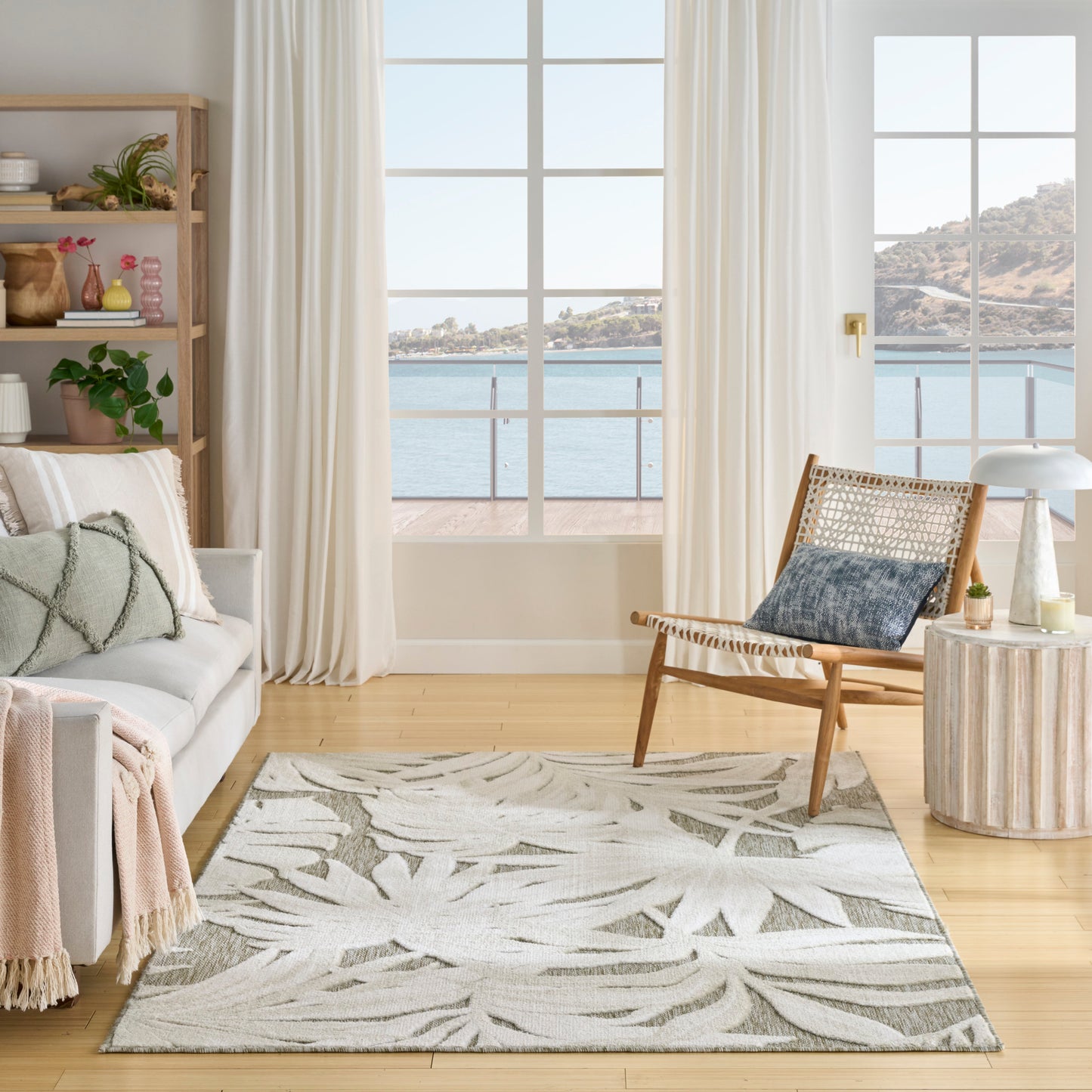 Nourison Aloha 5'3" x 7'5" Ivory Sage Modern Rug