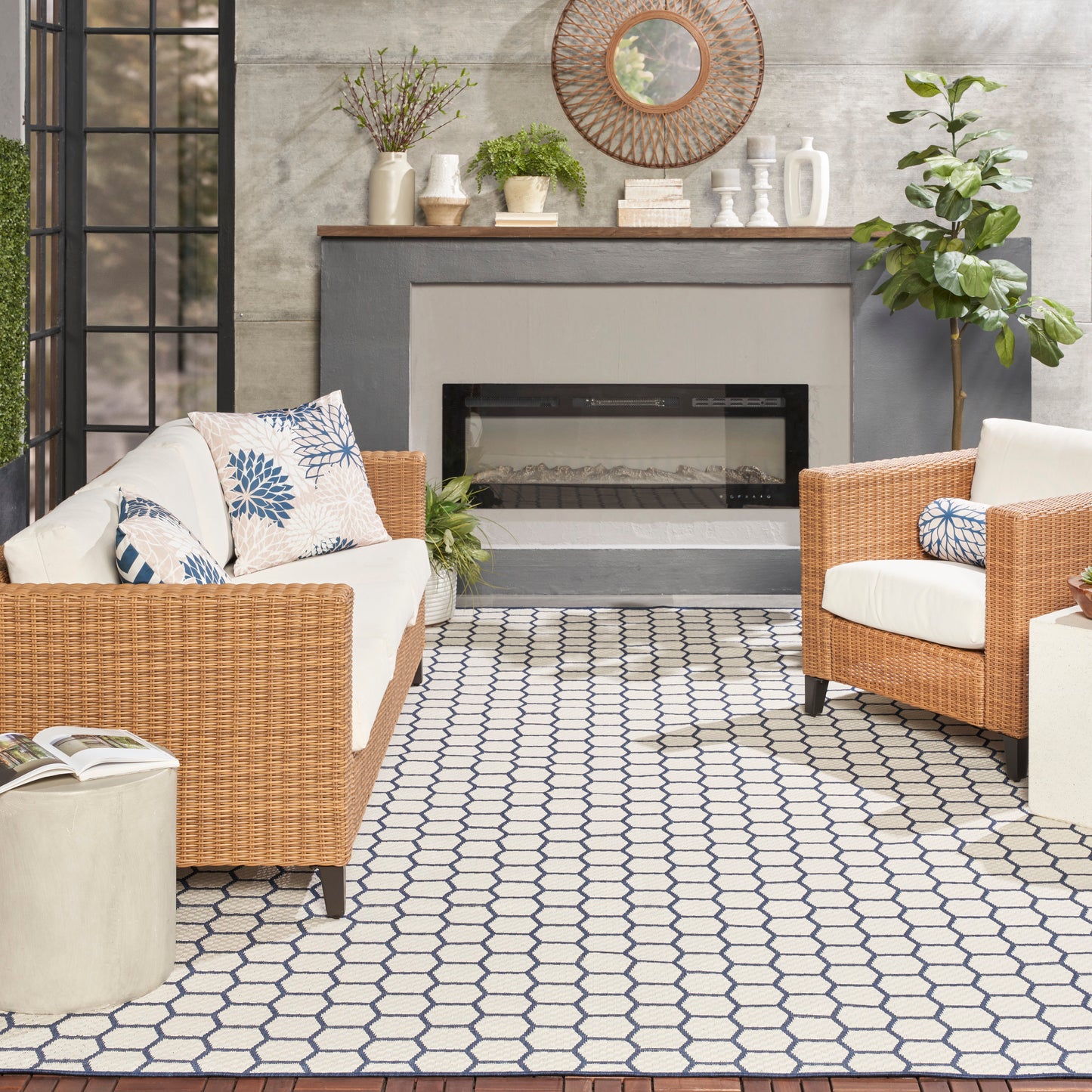 Nourison Twist Reversible 9' x 12' Navy Modern Rug