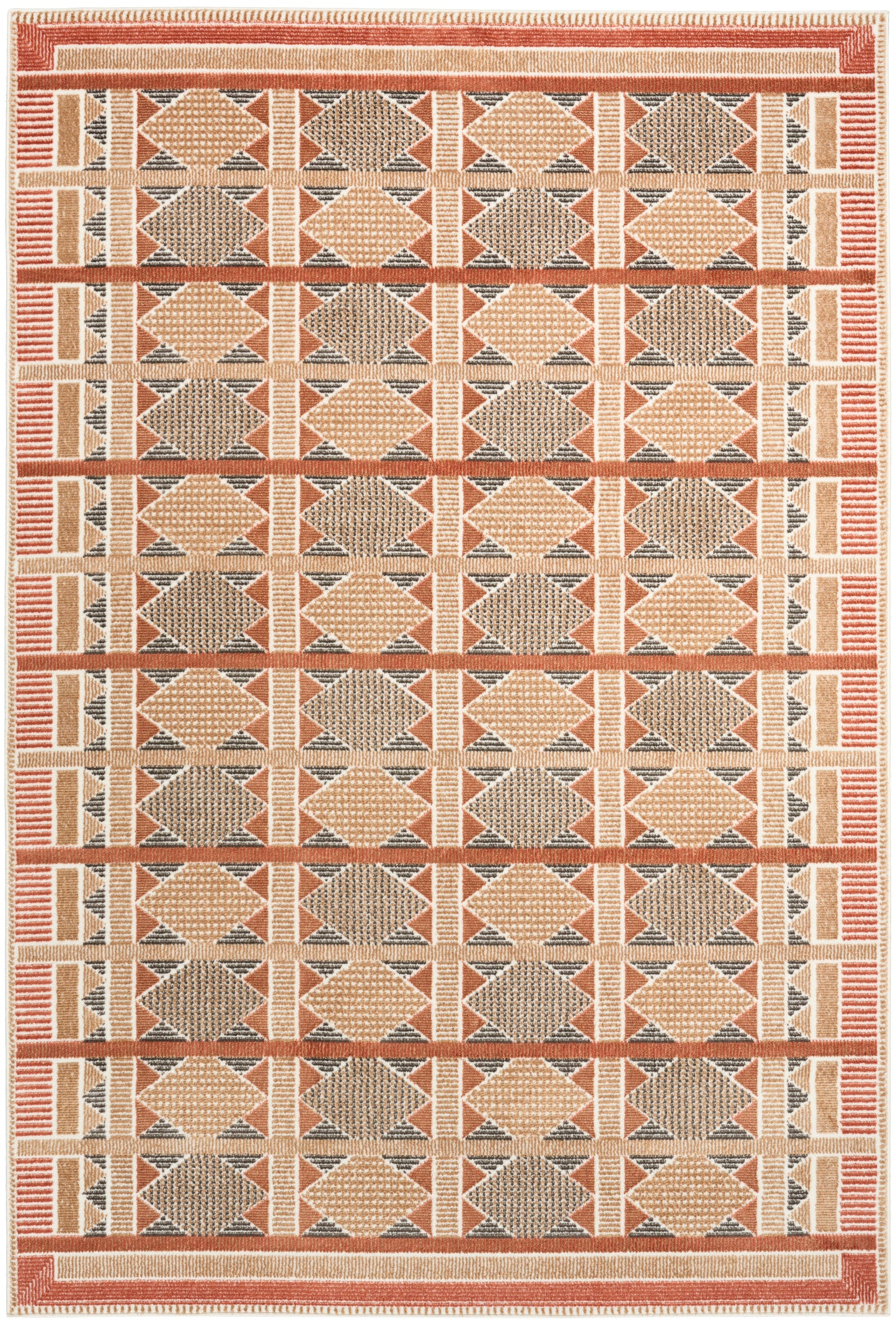 Nourison Nordic 4' x 6' Rust Multicolor Modern Indoor Rug