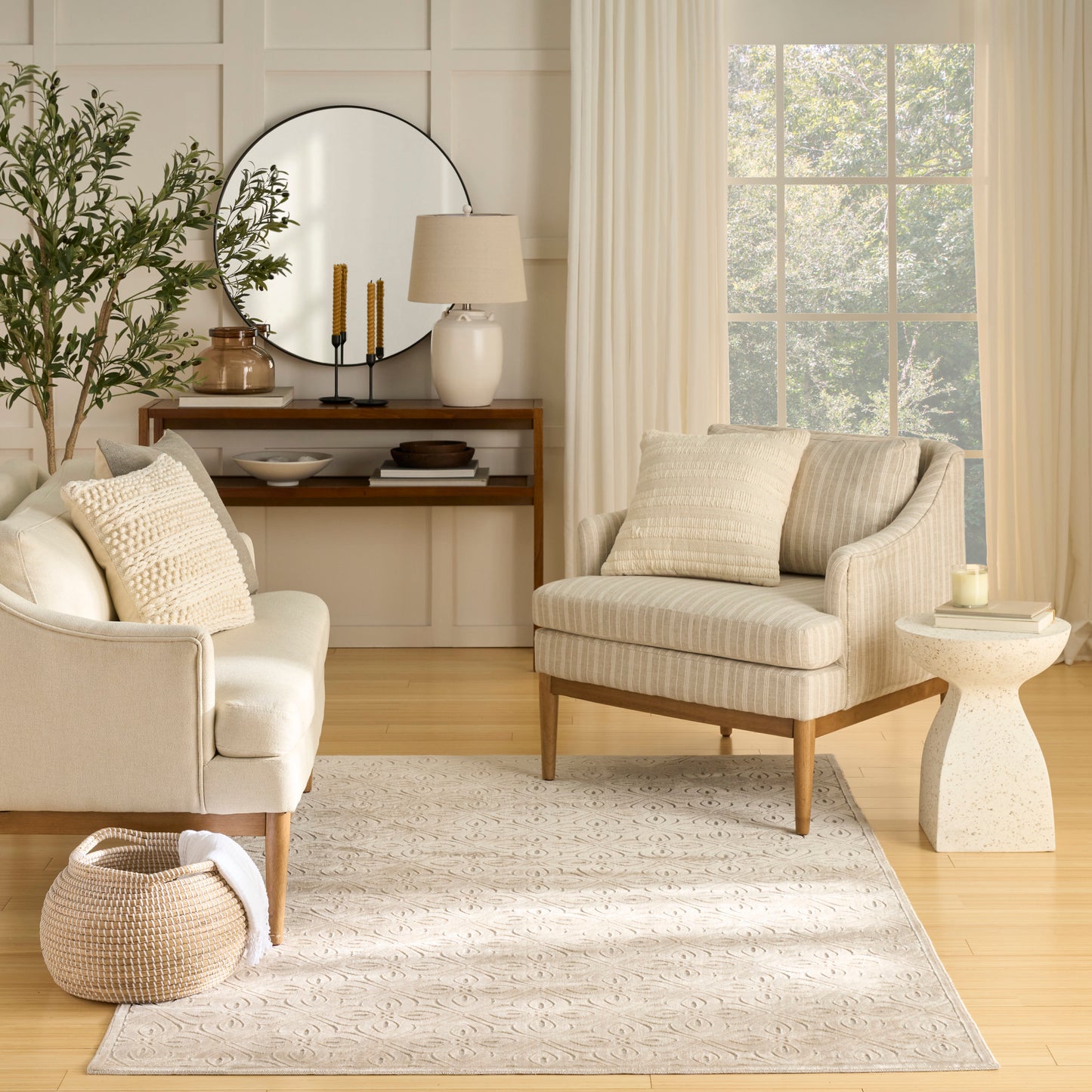 Nourison Washable Charm 6' x 9' Beige Ivory Contemporary Indoor Rug