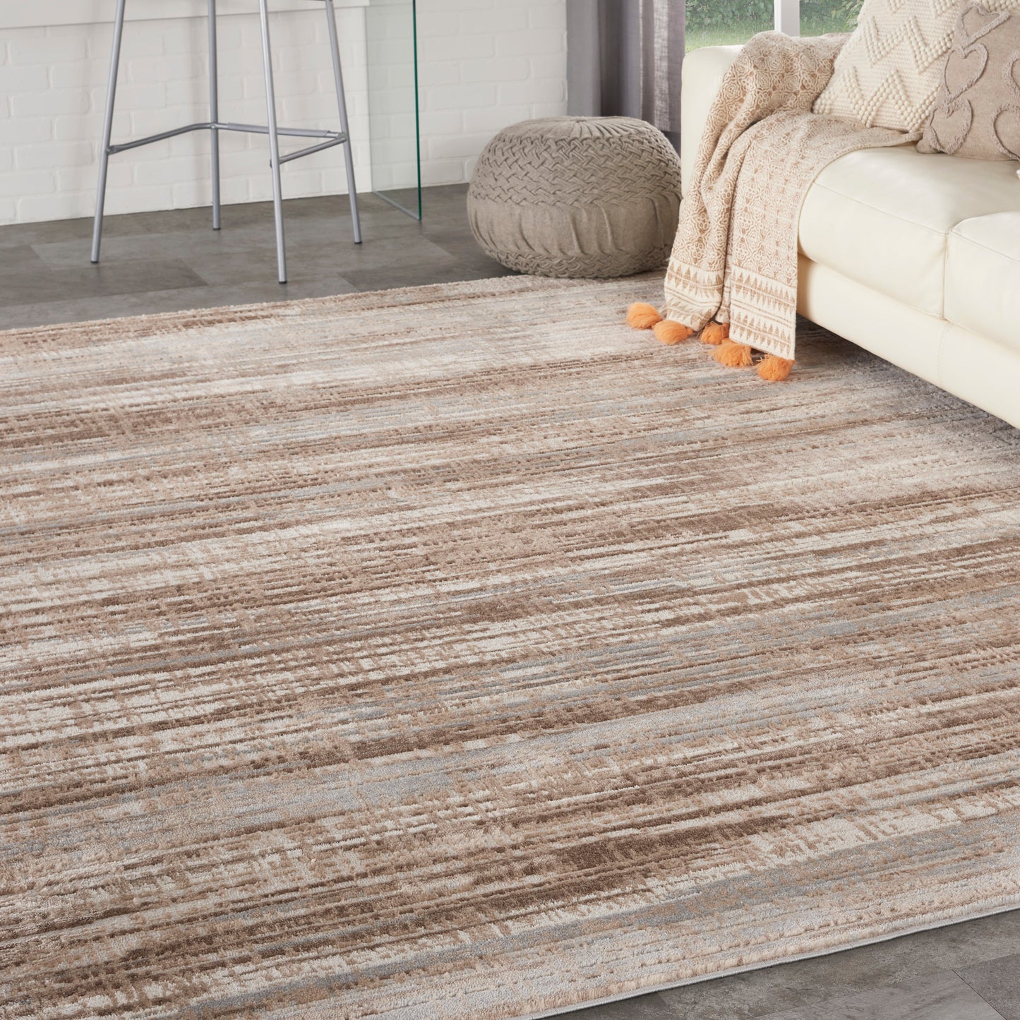 Nourison Elation 9' x 12' Ivory Grey Modern Indoor Rug