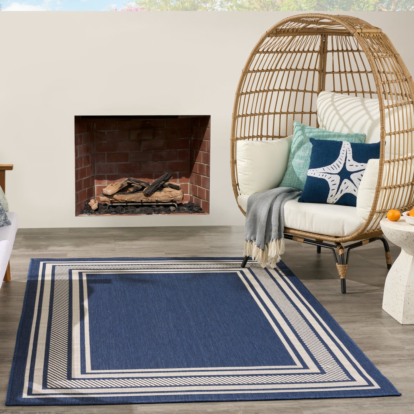 Nourison Horizon Indoor/Outdoor 4' x 6' Navy Modern Rug