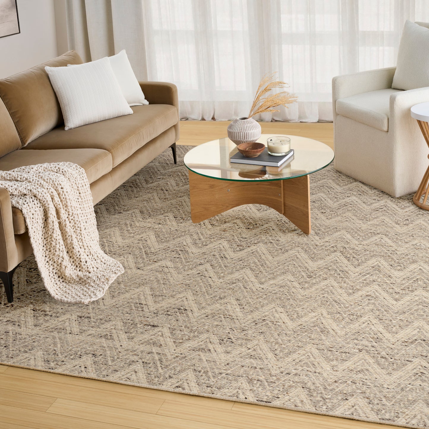 DKNY Pure Purl 9'9" x 13'9" Grey Ivory Modern Indoor Rug