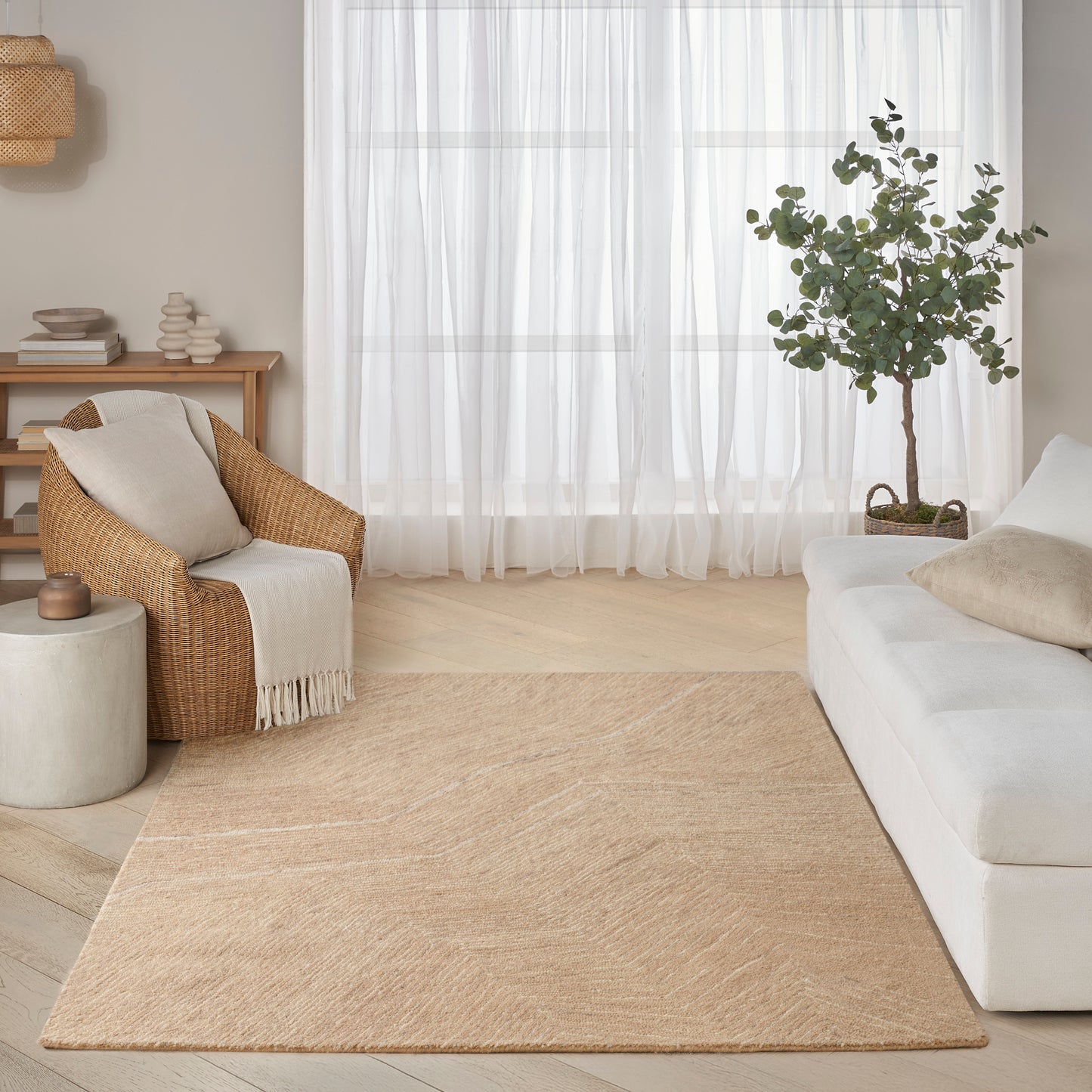DKNY Pure Angles 5'3" x 7'3" Camel Modern Indoor Rug