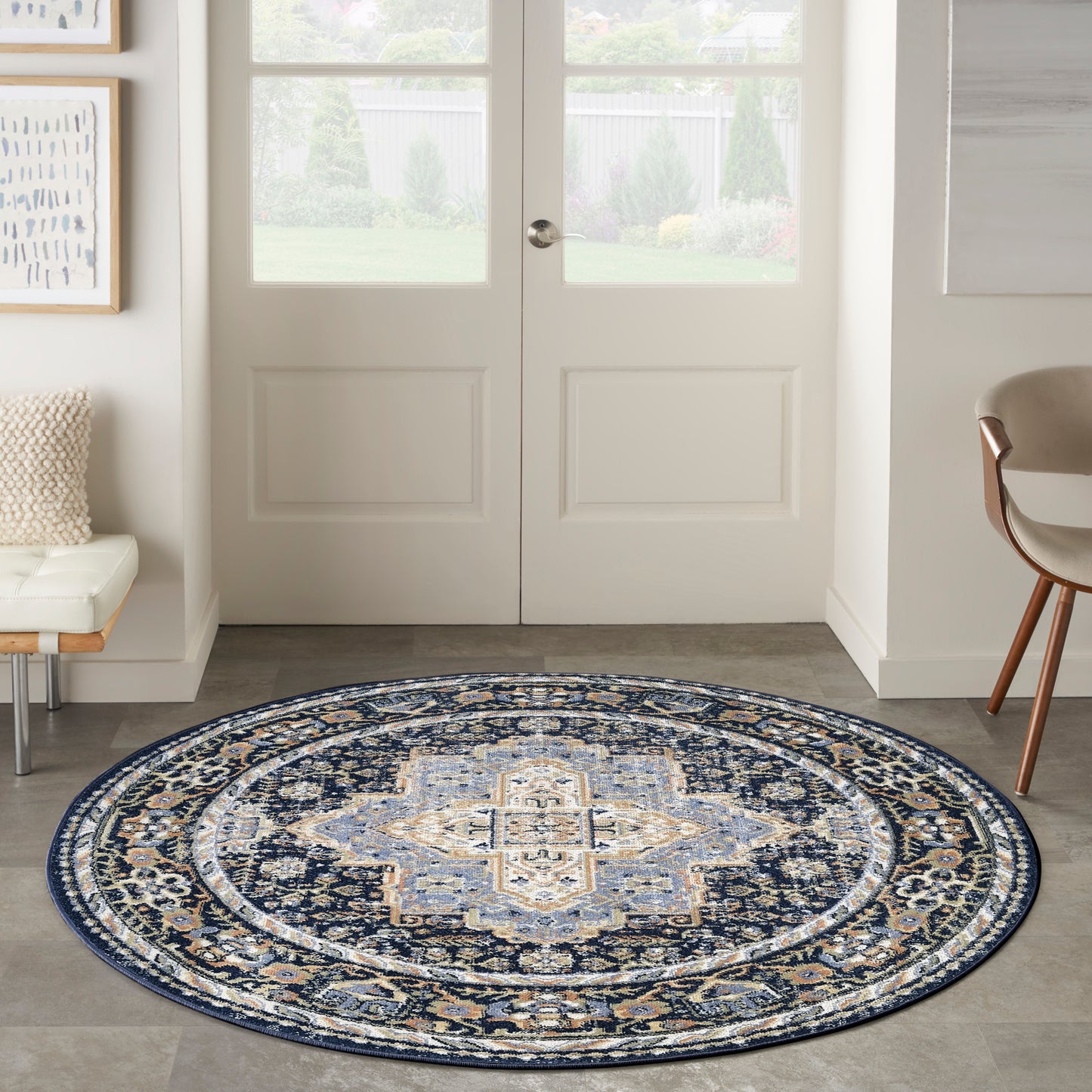 Nourison Nourison Essentials Persian 6' x Round Navy Vintage Rug