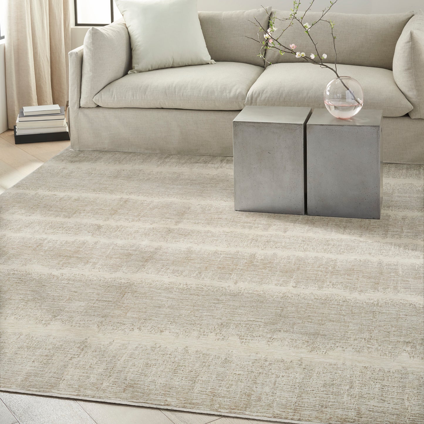 Calvin Klein CK079 Notes 5'3" x 7'3" Ivory Grey Modern Indoor Rug