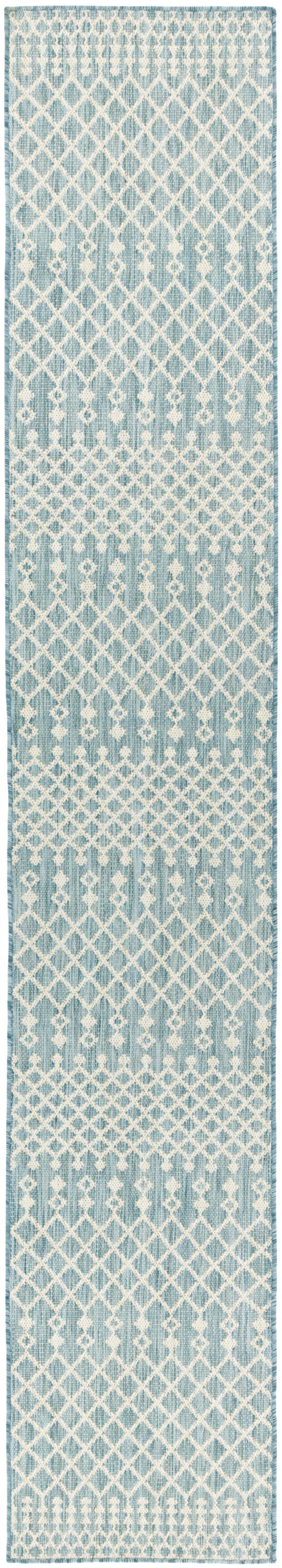 Nourison Positano 2'2" x 12' Aqua Modern Rug