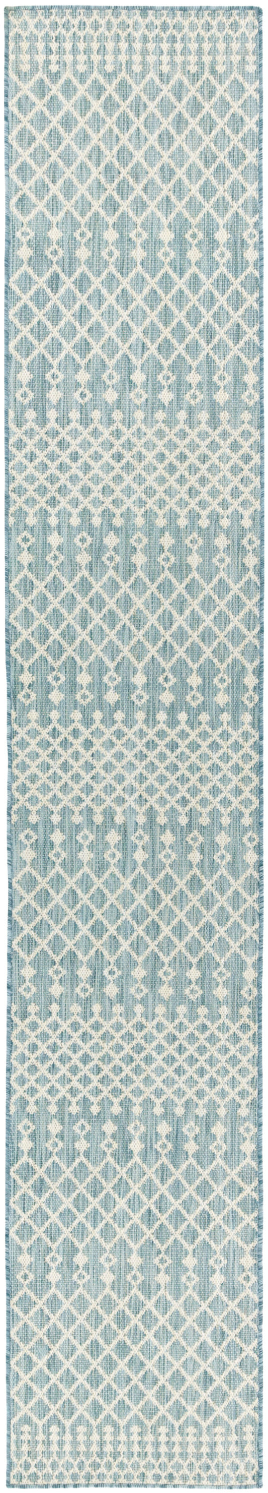 Nourison Positano 2'2" x 12' Aqua Modern Rug