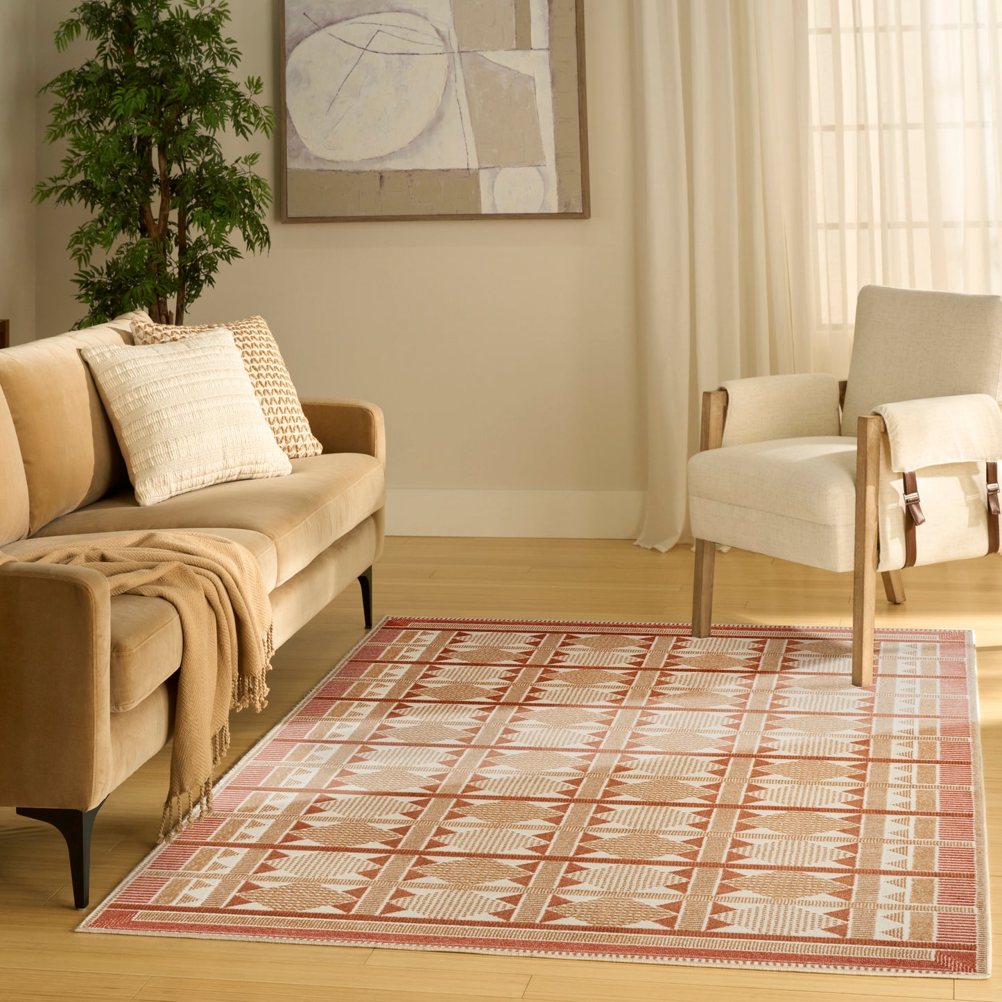 Nourison Nordic 4' x 6' Rust Modern Indoor Rug