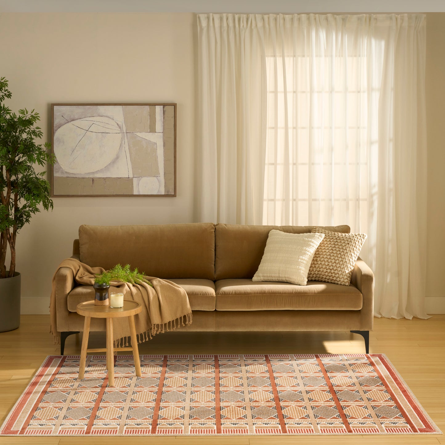 Nourison Nordic 4' x 6' Rust Multicolor Modern Indoor Rug