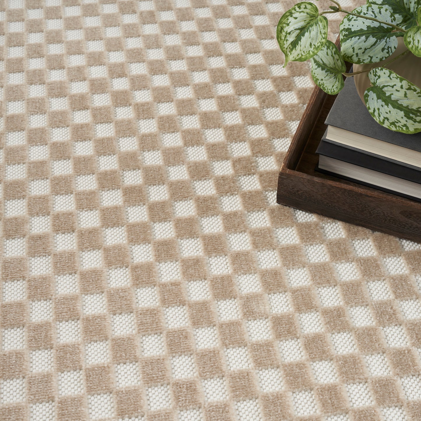 Nourison Care Free 5'3" x 7' Beige Modern Indoor Rug