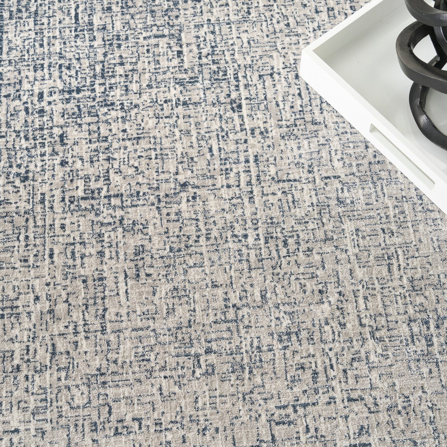 DKNY Grand Street 6' x 9' Ivory Blue Modern Indoor Rug