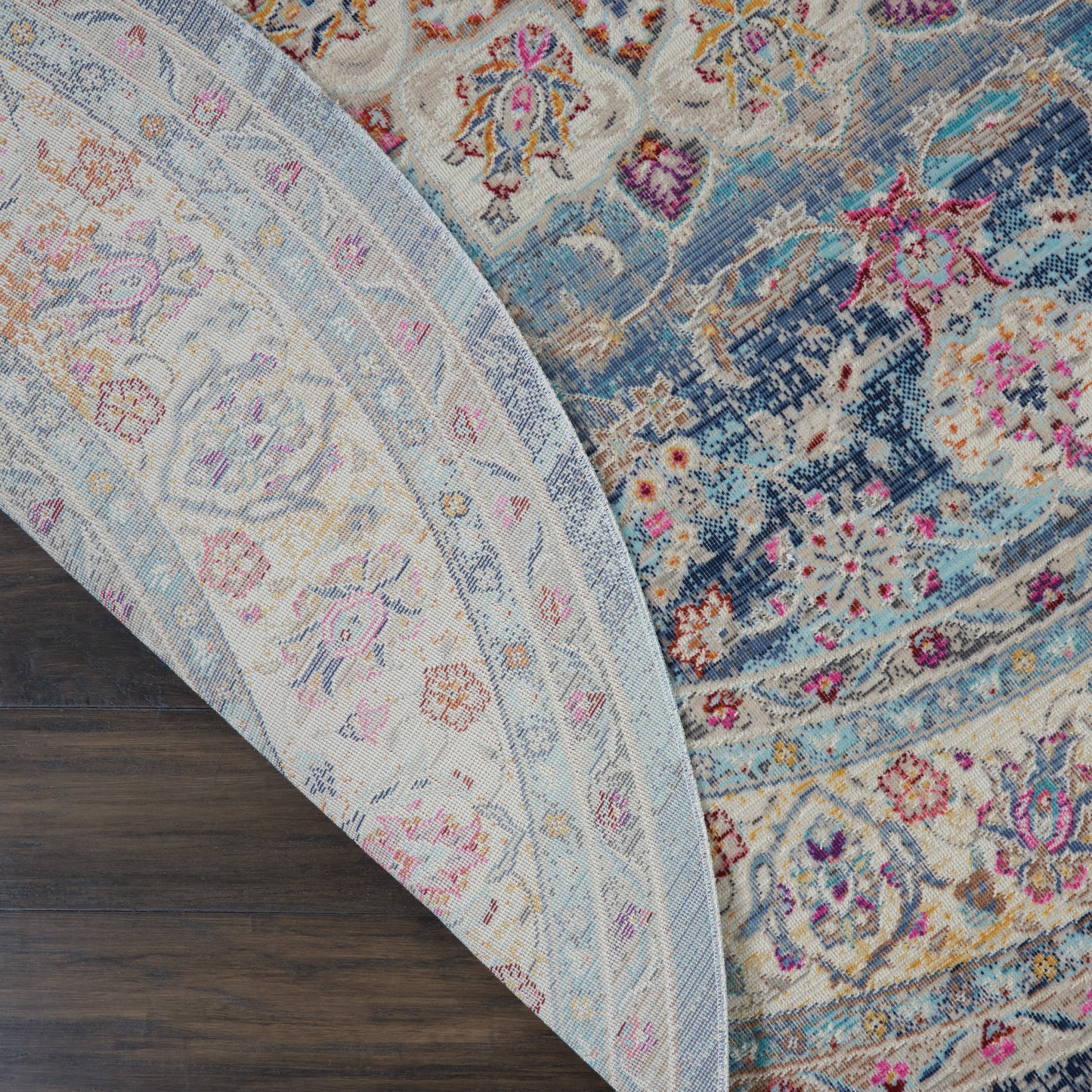 Nourison Vintage Kashan 4' x Round Blue Vintage Indoor Rug