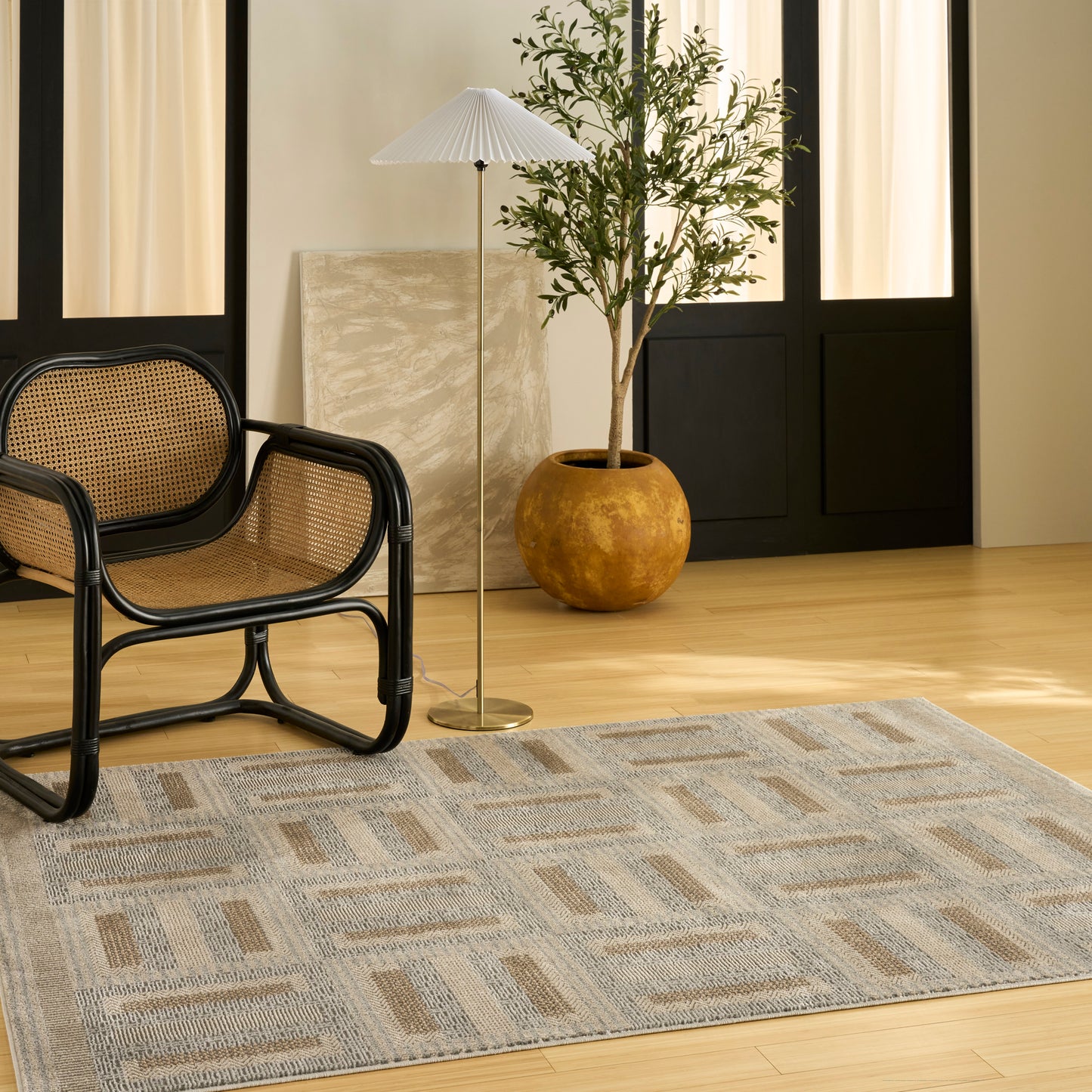Nourison Nordic 5' x 7' Grey Multicolor Modern Indoor Rug