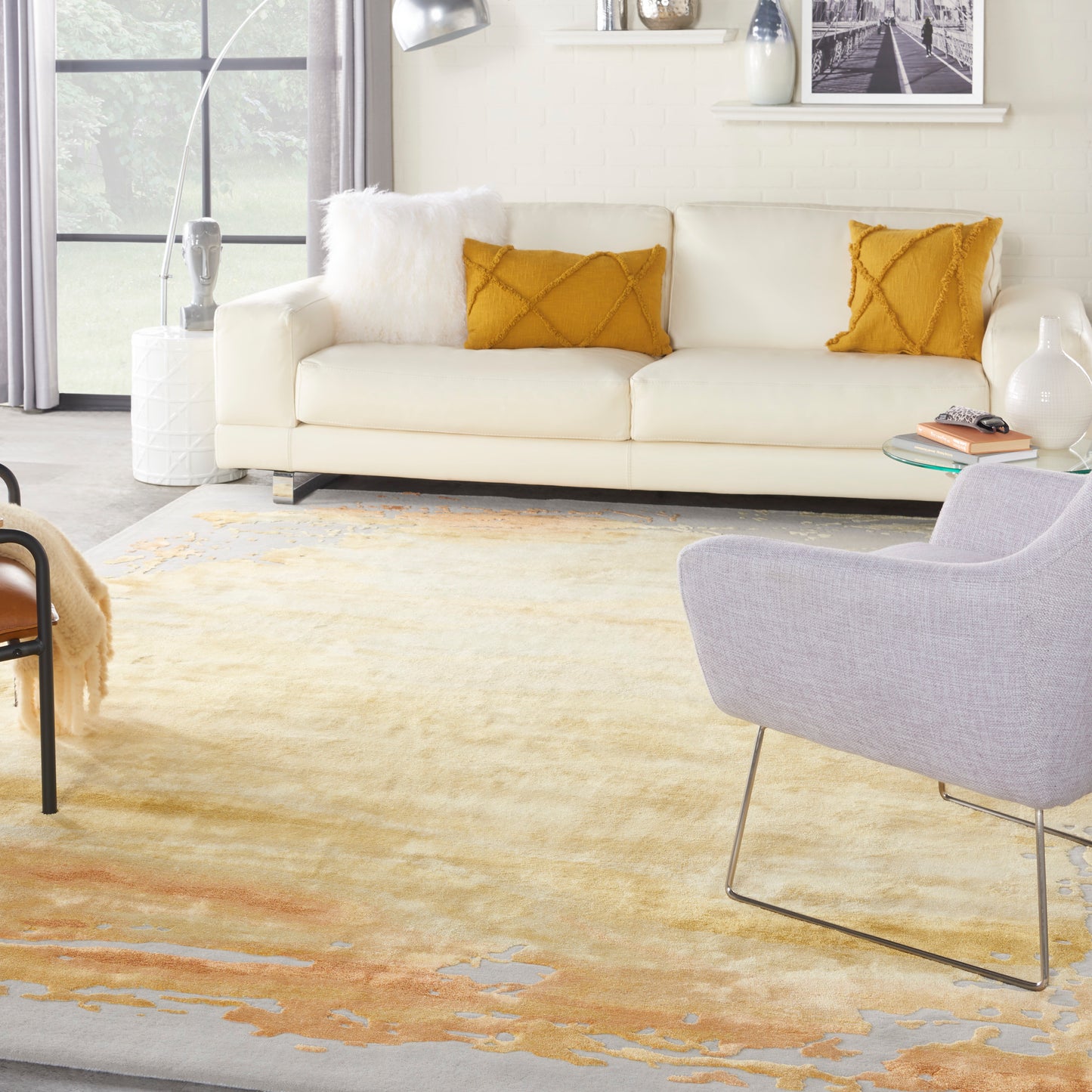 Nourison Prismatic 8'6" x 11'6" Grey Gold Modern Indoor Rug