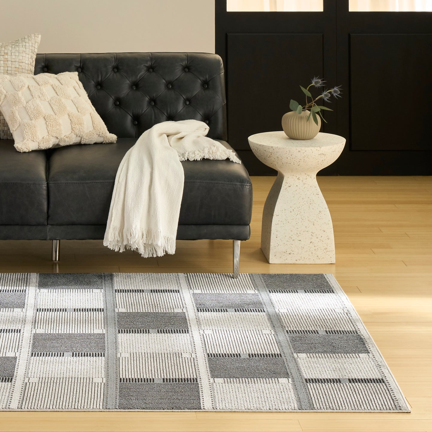 Nourison Nordic 4' x 6' Grey Black Modern Indoor Rug