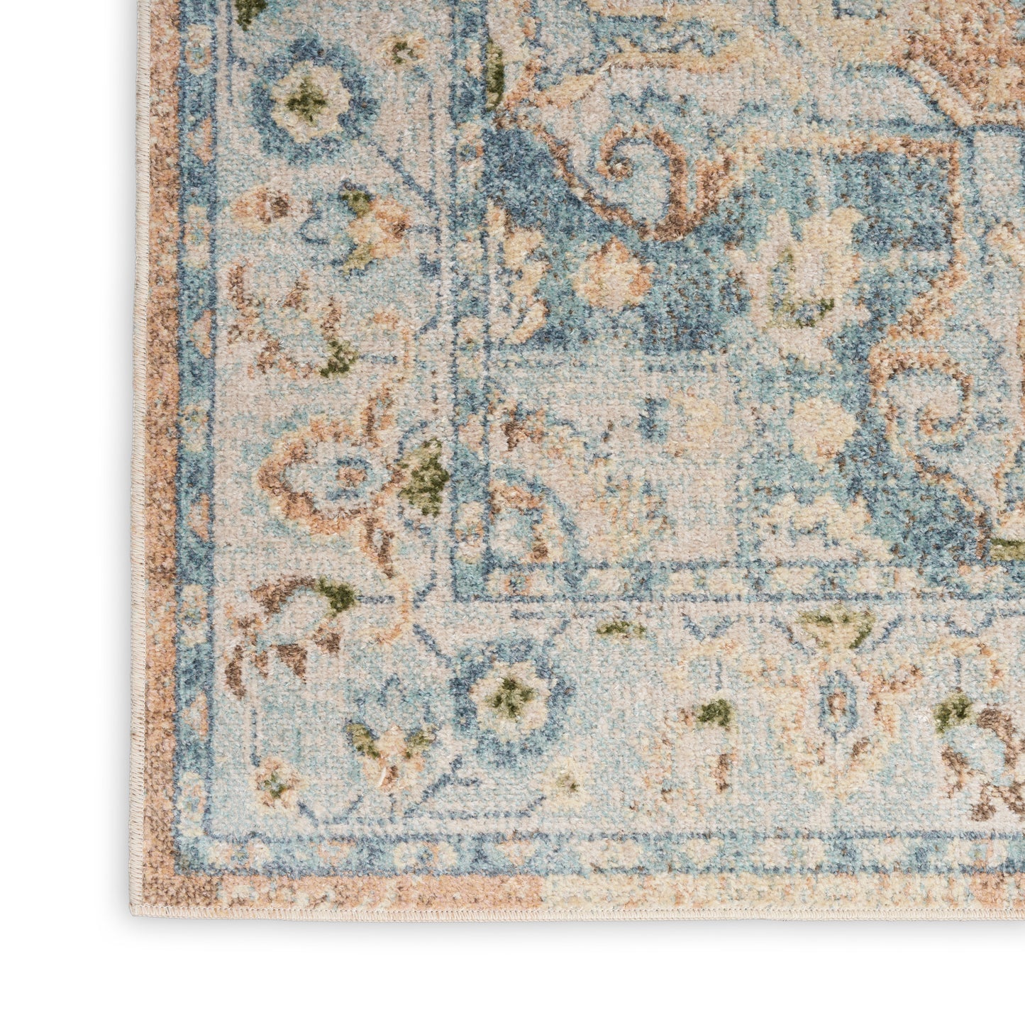 Nourison Astra Machine Washable 5'3" x 7' Beige Blue Vintage Indoor Rug