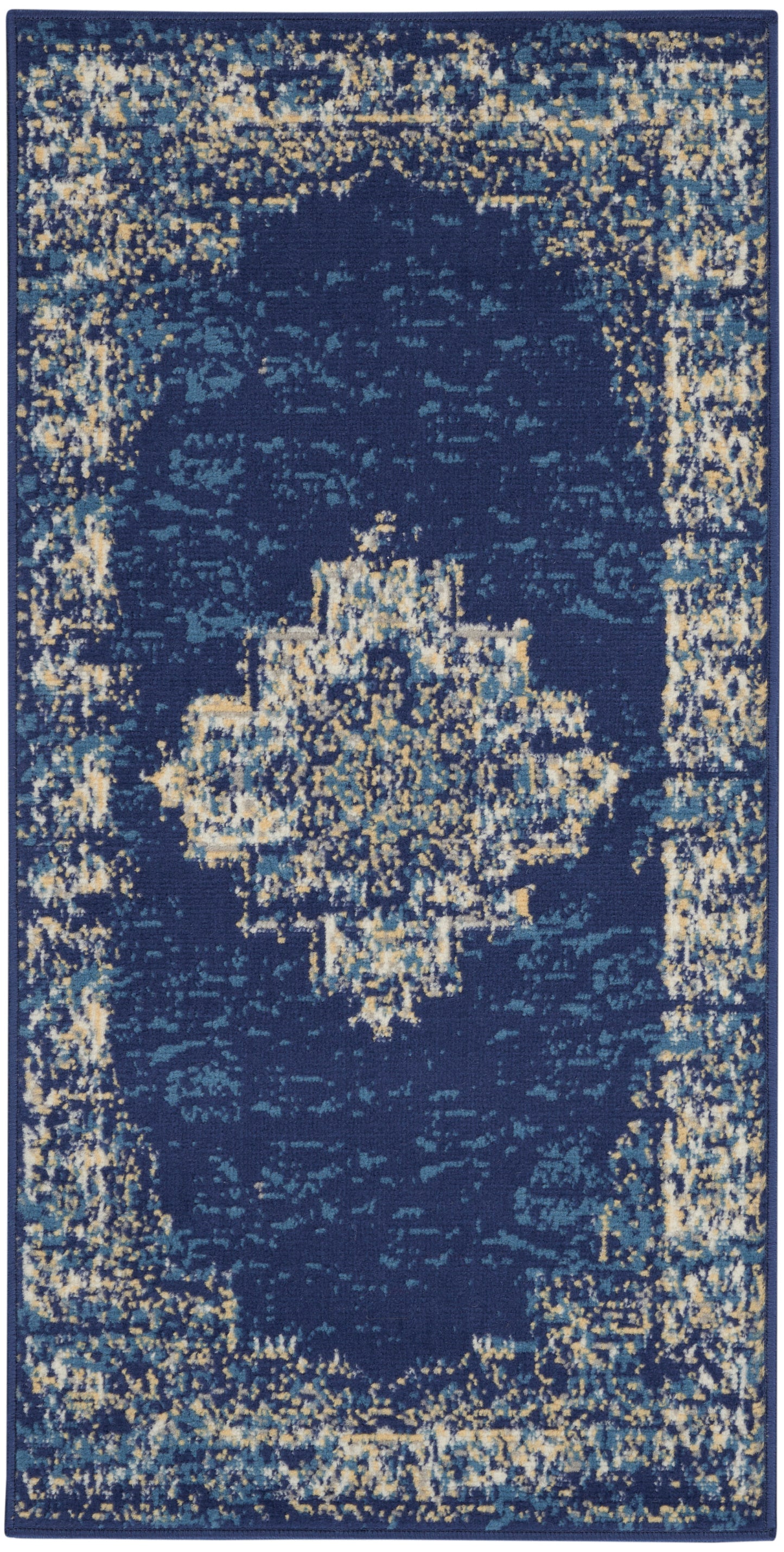 Nourison Grafix 2' x 4' Navy Blue Vintage Indoor Rug
