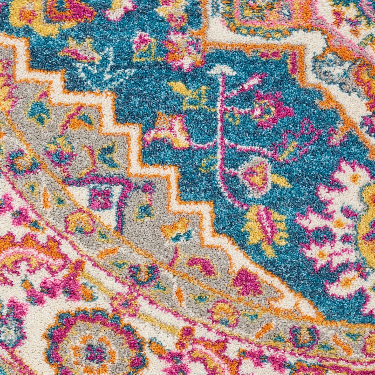 Nourison Passion 4' x Round Teal Multicolor Bohemian Indoor Rug