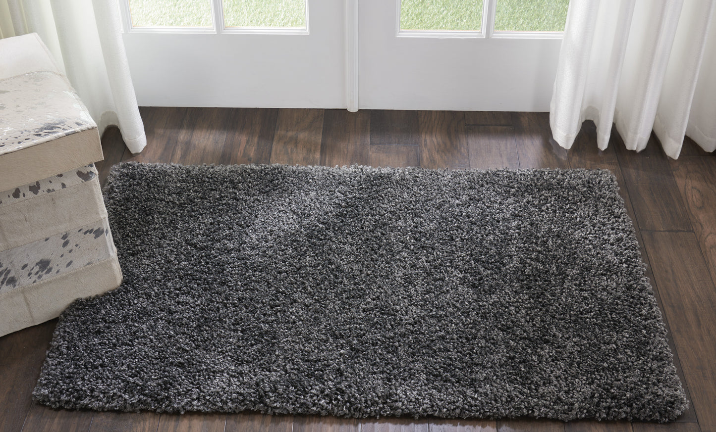 Nourison Malibu Shag 3' x 5' Dark Grey Shag Indoor Rug
