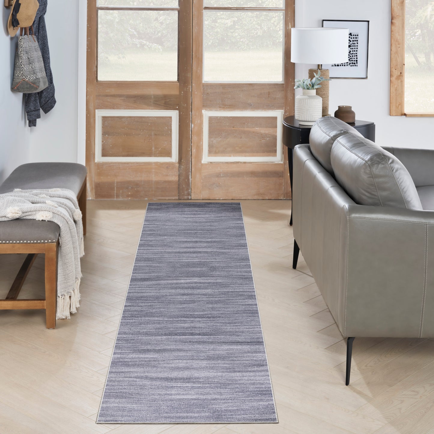 Nourison Nourison Washables 2'2" x 8' Grey Modern Indoor Rug